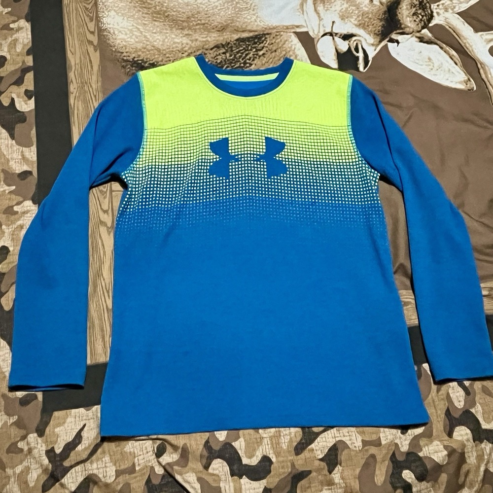 Youth Under Armour Long Sleeve Short Bright Blue & Yellow Colors YLG Youth Large